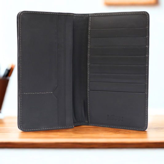Magnetic Leather Wallet with Mobile Pocket