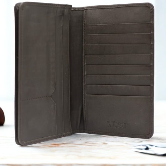 Magnetic Leather Wallet with Mobile Pocket