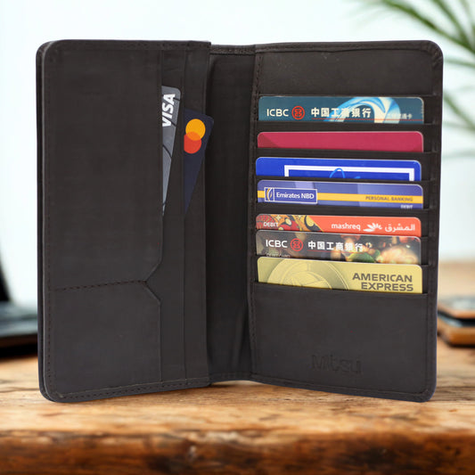 Magnetic Leather Wallet with Mobile Pocket