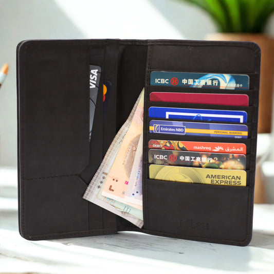 Magnetic Leather Wallet with Mobile Pocket
